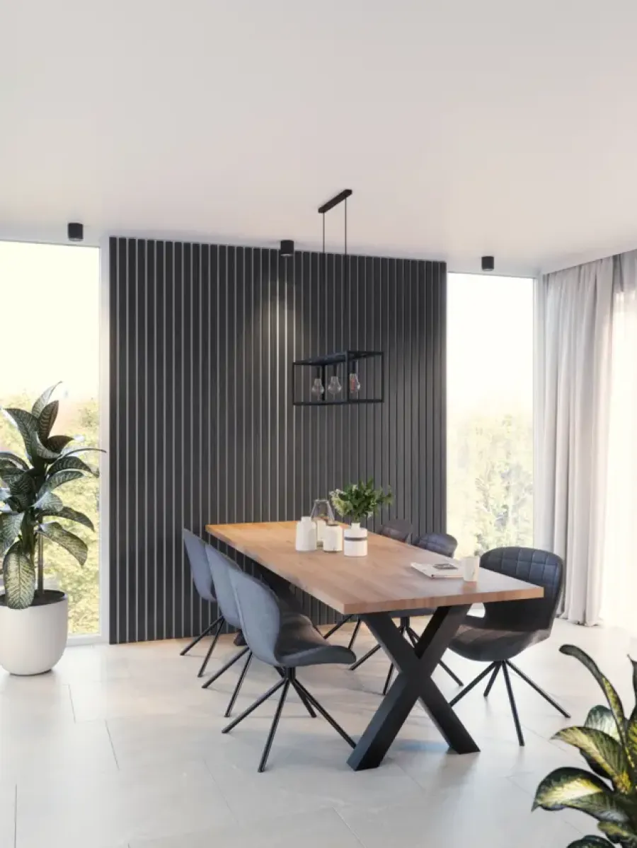 Akoestische Wandpanelen|Wandpanelen > Cando Green Lattenwand Decowall MDF grafiet eiken, lengte 260cm, 5 stuks