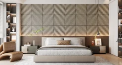 Akoestische Wandpanelen|Wand- & Plafondplaten > Silentlines Lattenwand tegel Hongaarse punt licht eiken 55,3x55,3 cm, dikte 22 mm - 2 stuks per pak