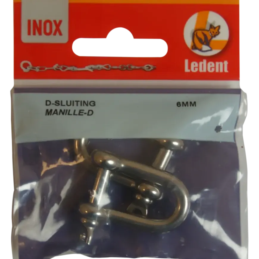 Ledent D-sluiting rvs (2 stuks)
