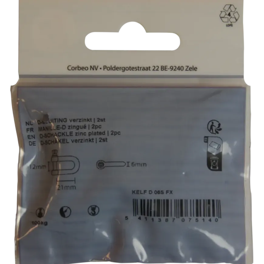 Ledent D-sluiting verzinkt 6 mm (2 stuks)