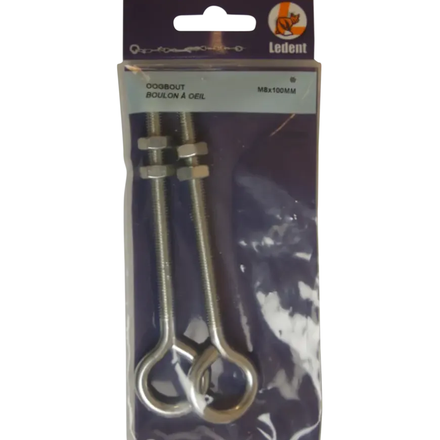 Ledent oogbout verzinkt M8x100 mm (2 stuks)