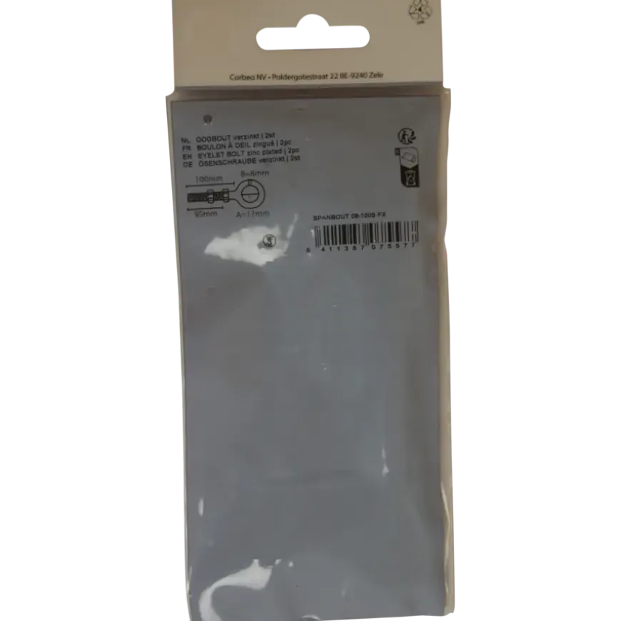 Ledent oogbout verzinkt M8x100 mm (2 stuks)