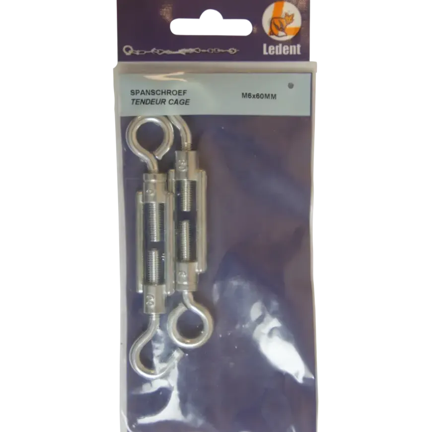 Ledent spanwartel haak/oog verzinkt 6 mm (2 stuks)
