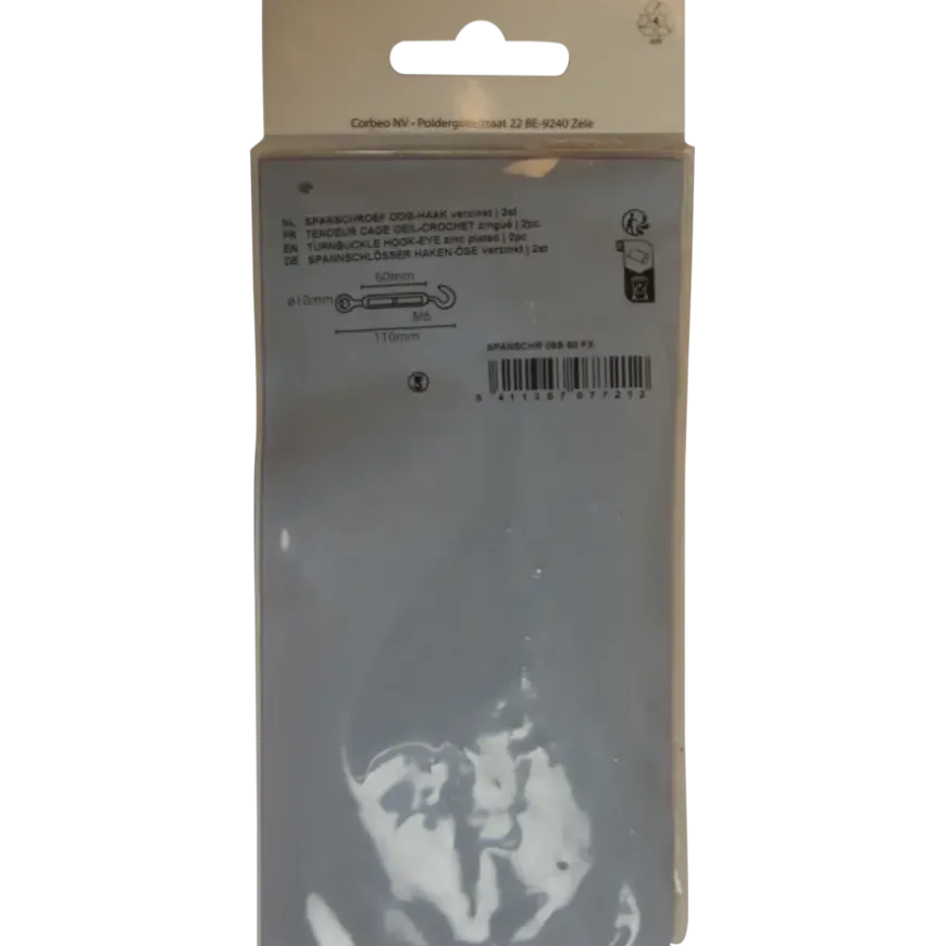 Ledent spanwartel haak/oog verzinkt 6 mm (2 stuks)