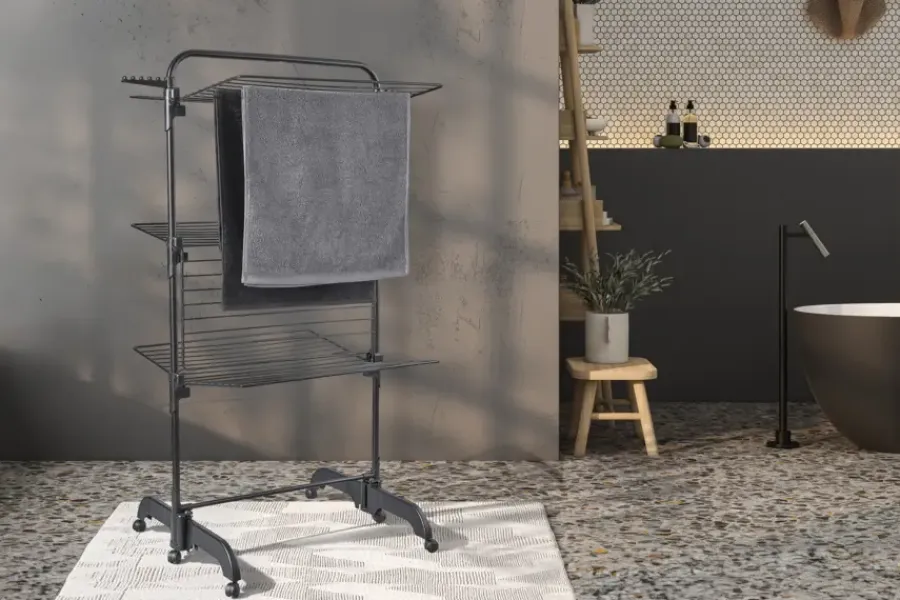 Wasmachine Accessoires > LEIFHEIT droogtoren Pegasus 420 Solid Comfort - 42 m drooglengte - incl. wieltjes en incl. kledinghangers - zwart