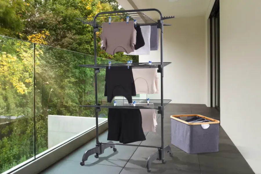 Wasmachine Accessoires > LEIFHEIT droogtoren Pegasus 420 Solid Comfort - 42 m drooglengte - incl. wieltjes en incl. kledinghangers - zwart