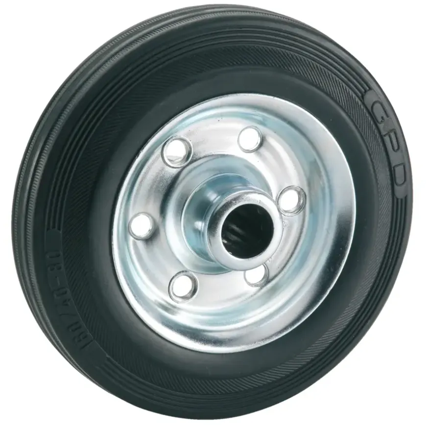 Los wiel rubber 100mm met as 12mm tot 70kg