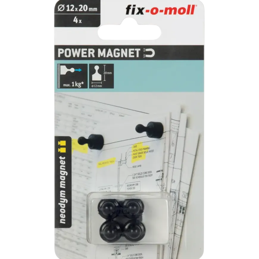 Magneet pion Neodym zwart 12x20mm 4 stuks