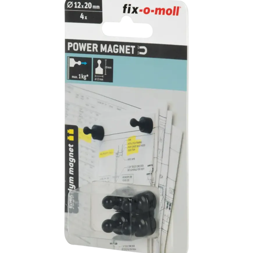 Magneet pion Neodym zwart 12x20mm 4 stuks
