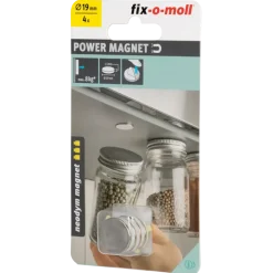 Magneetschijf Neodymium Klevend Zilver 19mm 4 stuks