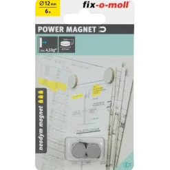 Magneetschijf Neodymium zilver 12x3mm 6 stuks