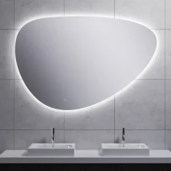 Marho Huevo organische badkamerspiegel met verlichting en verwarming dimbaar Ø 140 cm