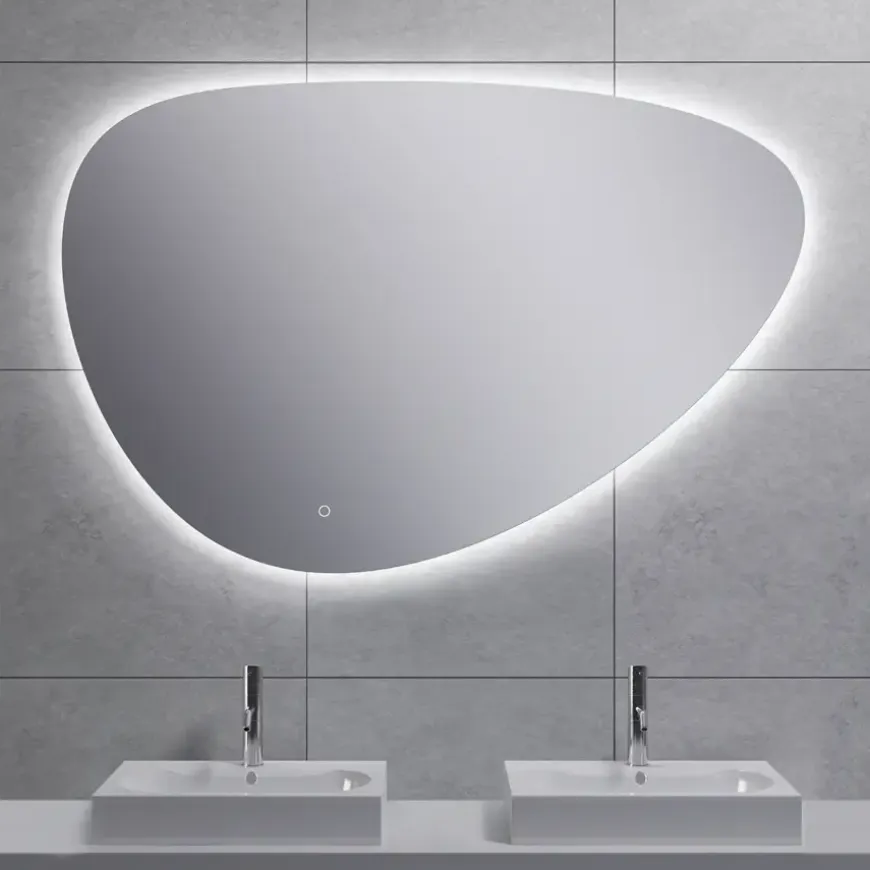 Marho Huevo organische badkamerspiegel met verlichting en verwarming dimbaar Ø 120 cm