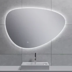 Marho Huevo organische badkamerspiegel met verlichting en verwarming dimbaar Ø 100 cm