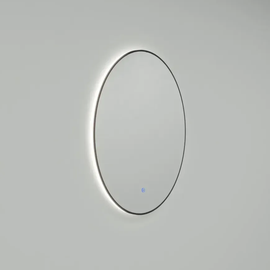 Marho Mavri badkamerspiegel verlichting dimbaar mat zwart Ø 100 cm