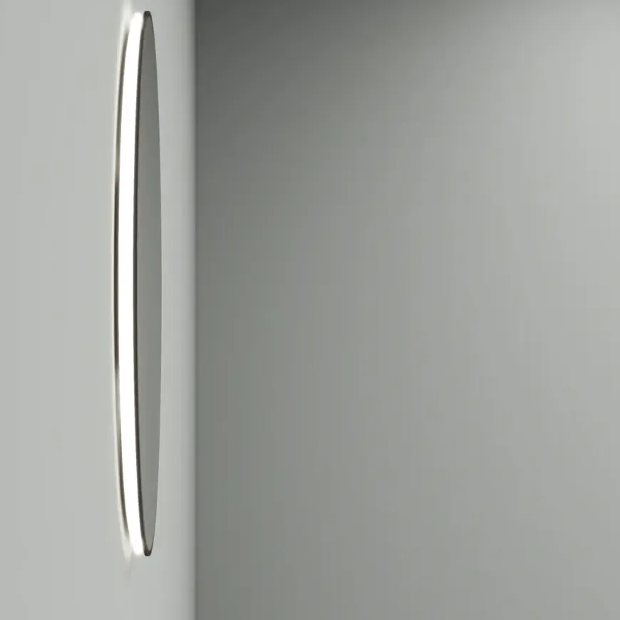 Marho Mavri badkamerspiegel verlichting dimbaar mat zwart Ø 60 cm