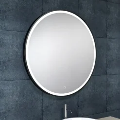 Marho Novi badkamerspiegel verlichting dimbaar mat zwart Ø 80 cm