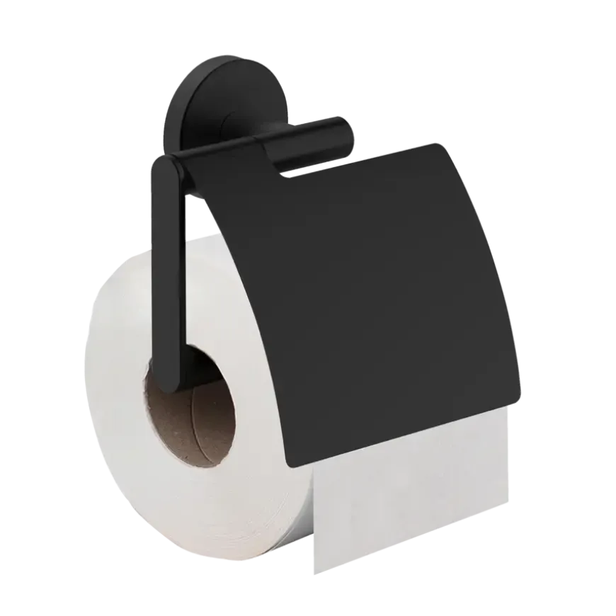Marho Toiletrolhouder Luxor met klep zwart