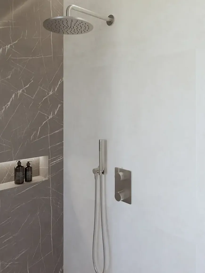 Marho Valdra regendouche set inbouw met thermostaatkraan 25 cm geborsteld staal