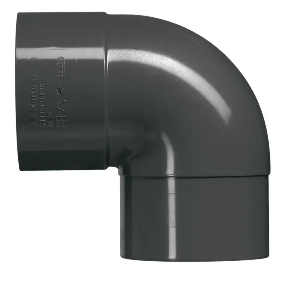 Goten & Regenpijpen > Martens bocht 90° PVC antraciet verjongd 80x80 mm
