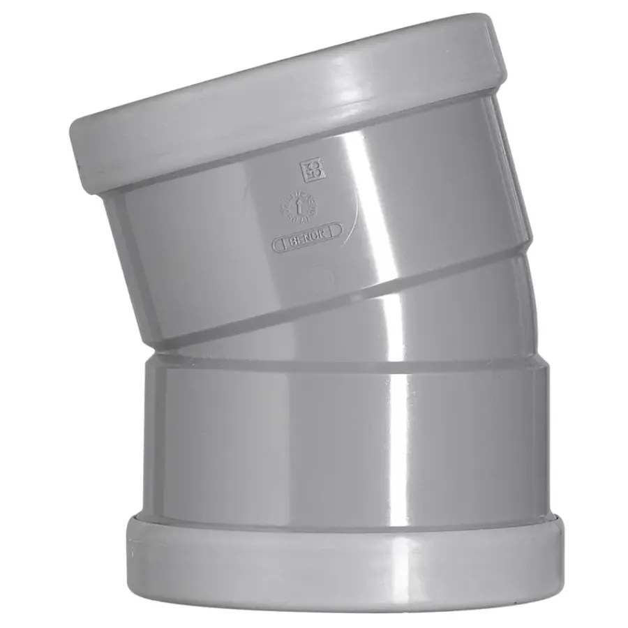 Afvoerbuizen & Hulpstukken|Toilet Onderdelen > Martens bocht 15° PVC grijs 2x manchet 110x110 mm