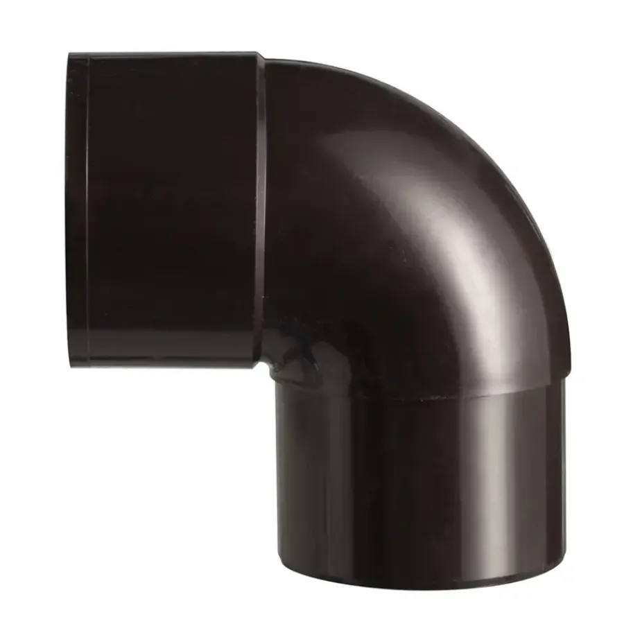 Goten & Regenpijpen > Martens PVC bocht 90° bruin mof/verjongd 80 mm