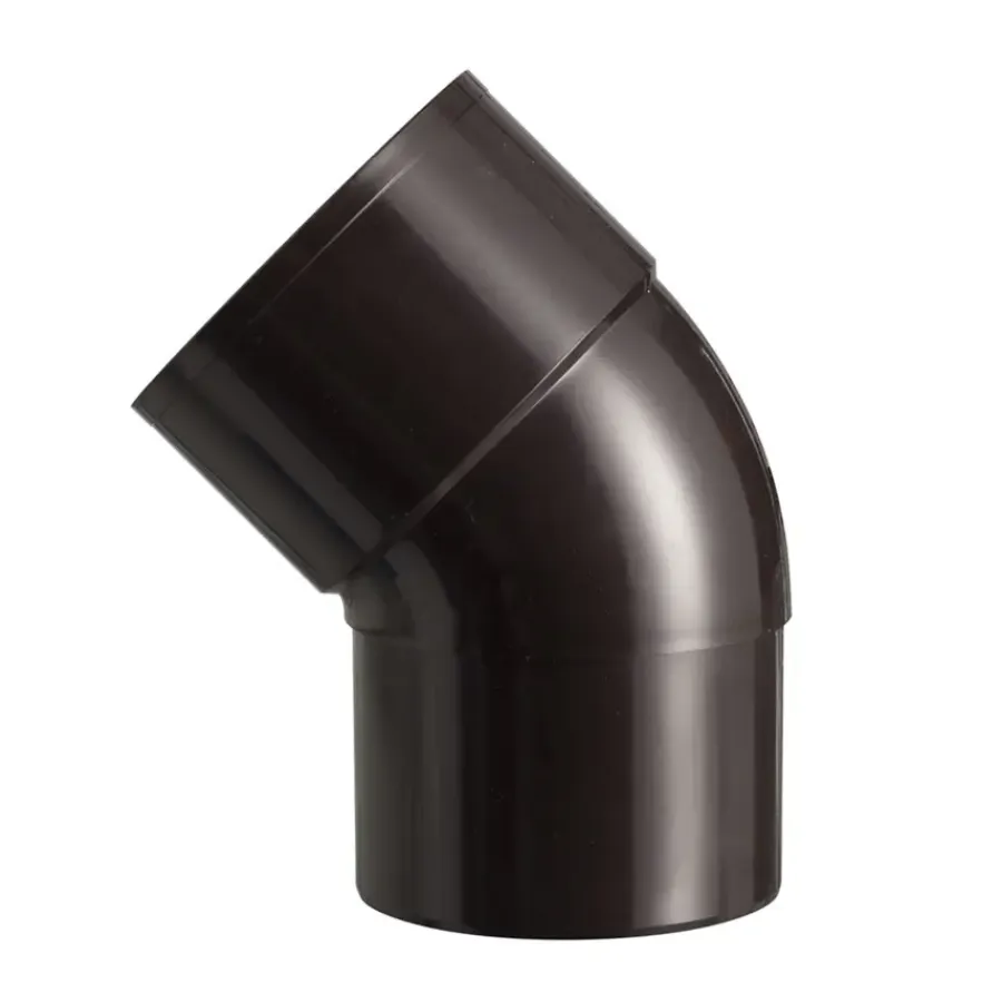 Goten & Regenpijpen > Martens PVC bocht 45° bruin mof/verjongd 70 mm