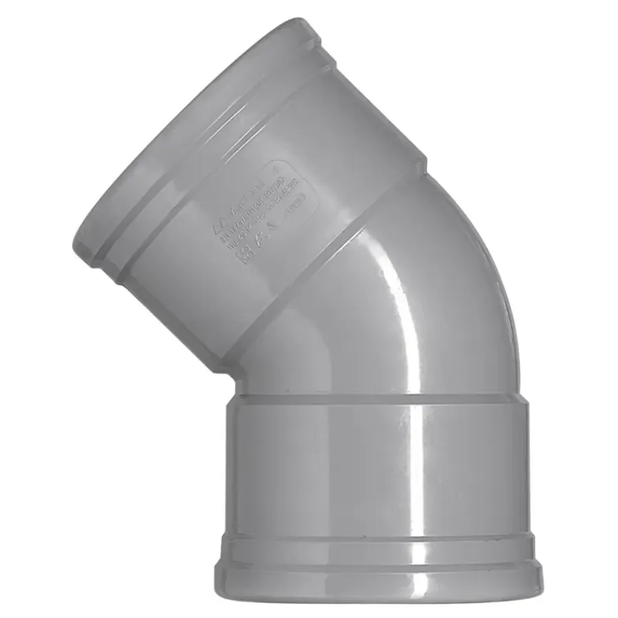 Rioleringsbuizen|Afvoerbuizen & Hulpstukken > Martens PVC bocht 45° grijs 2x manchet 110 mm