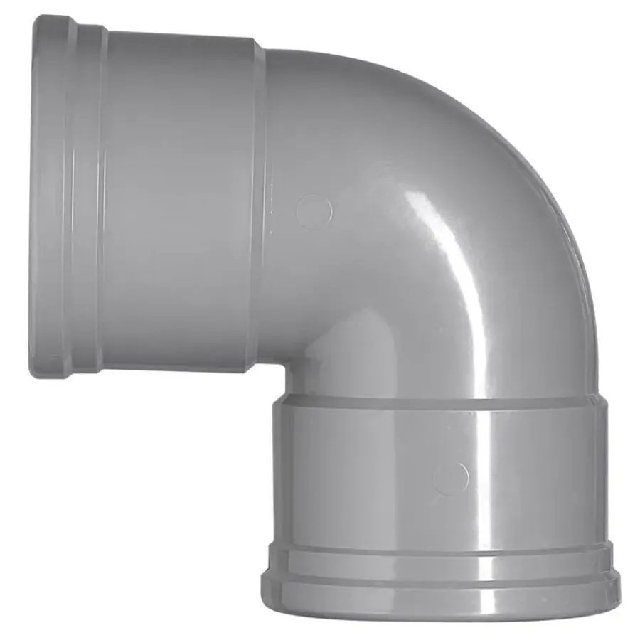 Rioleringsbuizen|Afvoerbuizen & Hulpstukken > Martens PVC bocht 90° grijs 2x manchet 125 mm