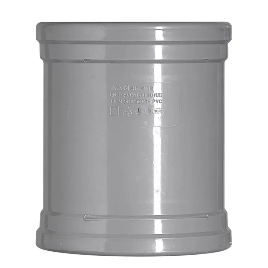Rioleringsbuizen|Afvoerbuizen & Hulpstukken > Martens PVC overschuifmof 2x manchet 110 mm