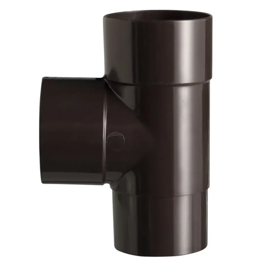 Goten & Regenpijpen > Martens PVC T-stuk 90° Bruin Mof/ Verjongd 70 x 70 mm
