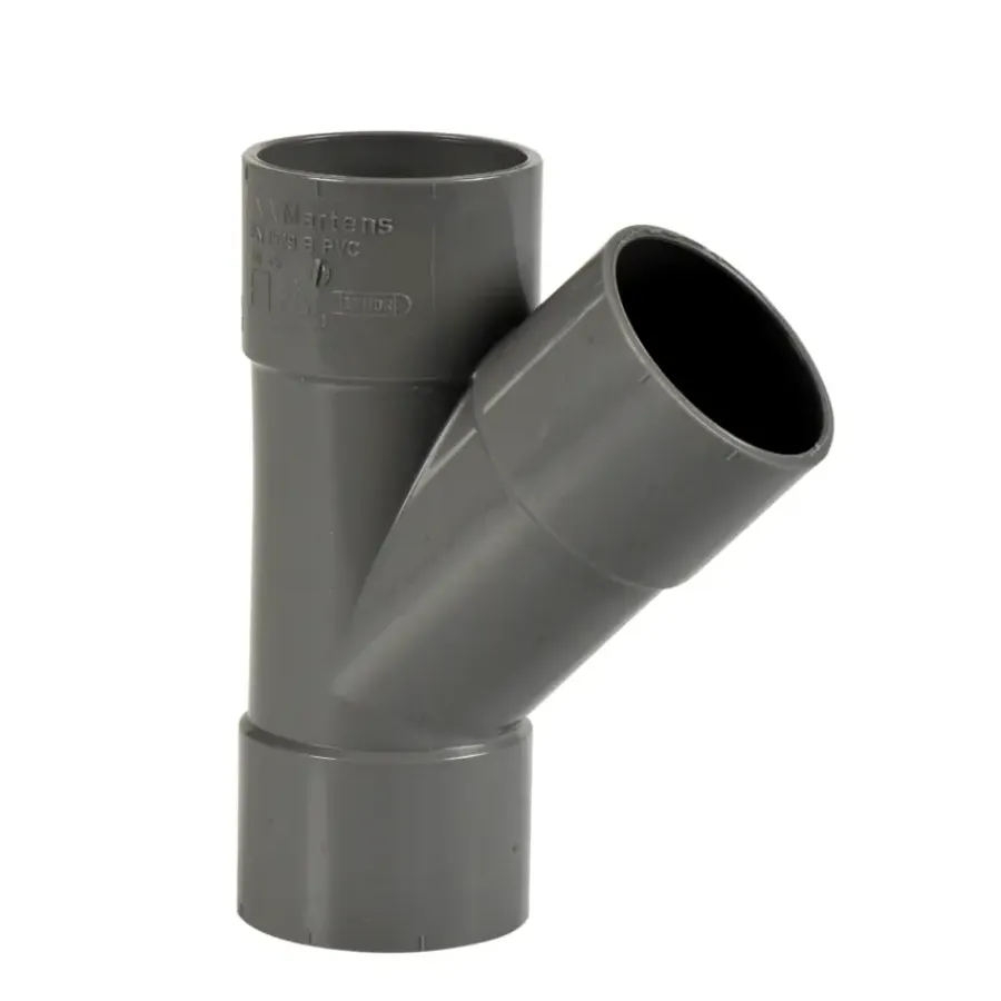 Rioleringsbuizen|Afvoerbuizen & Hulpstukken > Martens T-stuk 45 Graden Mof gGrijs 40 mm
