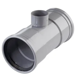 Rioleringsbuizen|Afvoerbuizen & Hulpstukken > Martens T-stuk 90° PVC grijs 2x schuifmof 1x lijmverbinding 110x50x110 mm