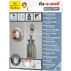 Overige Tape > Fix-o-moll Megastrips zelfklevend wit 25x12mm - 14 stuks