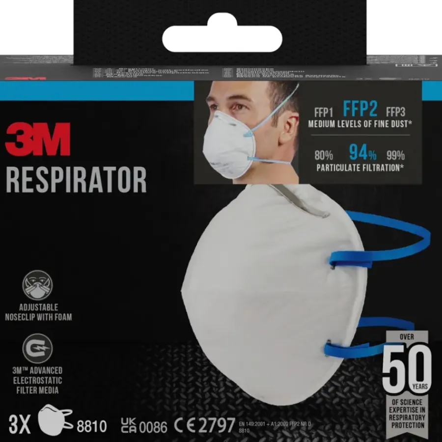 Persoonlijke Bescherming > 3M fijnstofmasker cupvorm 8810 3 stuks
