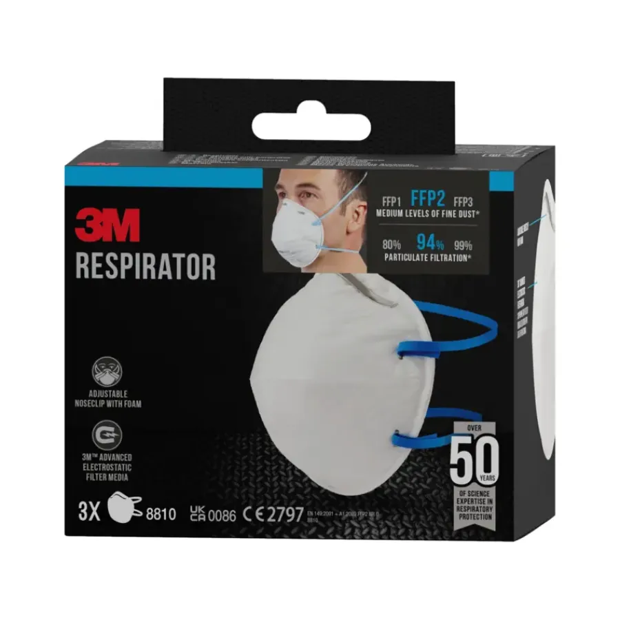 Persoonlijke Bescherming > 3M fijnstofmasker cupvorm 8810 3 stuks