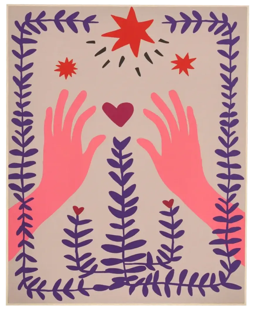 muurdecoratie hand roze FSC Mix - l40xb50xh3cm