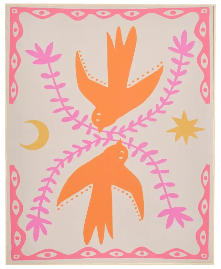 Muurdecoratie vogel oranje FSC Mix - l40xb50xh3cm