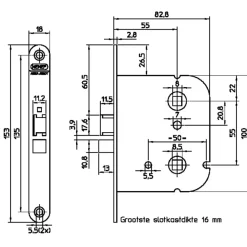 Deursloten|Cilinders > Nemef 1400 serie insteekslot badkamerslot/wc-slot standaard Doorn 55mm PC 55mm