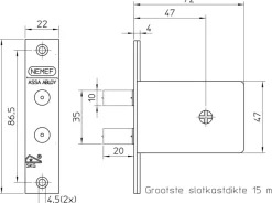 Deursloten|Cilinders > Nemef veiligheidsbijzetslot SKG 1-ster Doorn 47mm (2 stuks gelijksluitend)