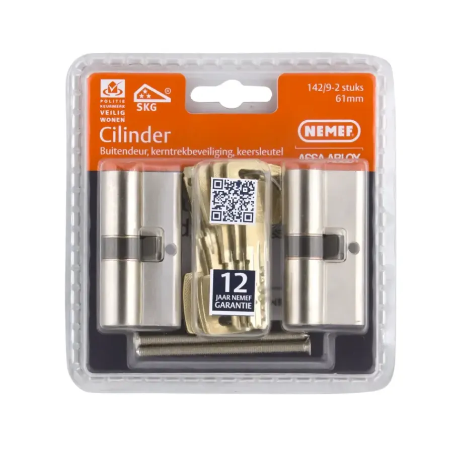 Cilinders|Cilinders > Nemef veiligheidscilinder NF4 met keersleutel 30/30 mm SKG 3-sterren gelijksluitend (2 stuks)