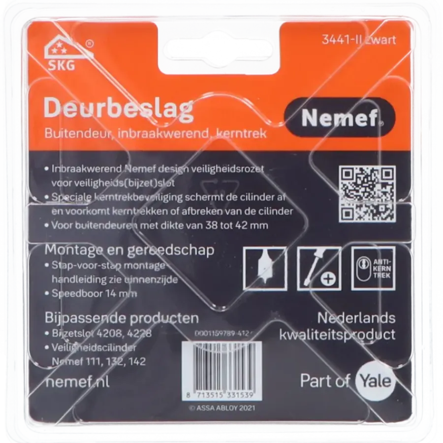 Deurbeslag Buitendeur|Deurbeslag Buiten > Nemef veiligheidsrozet 3441-II zwart rond 60mm SKG***