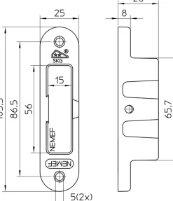 Deursloten|Cilinders > Nemef veiligheidssluitkom bijzetslot VS4228 SKG**