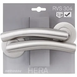 Deurbeslag Binnendeur|Deurbeslag Binnen > Novidade deurkrukset Hera rond rozet RVS