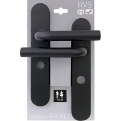 Deurbeslag Binnendeur|Deurklinken > Novidade deurkrukset Parijs ovaal schild met vrij-bezet sluiting 63/8 mm zwart RVS