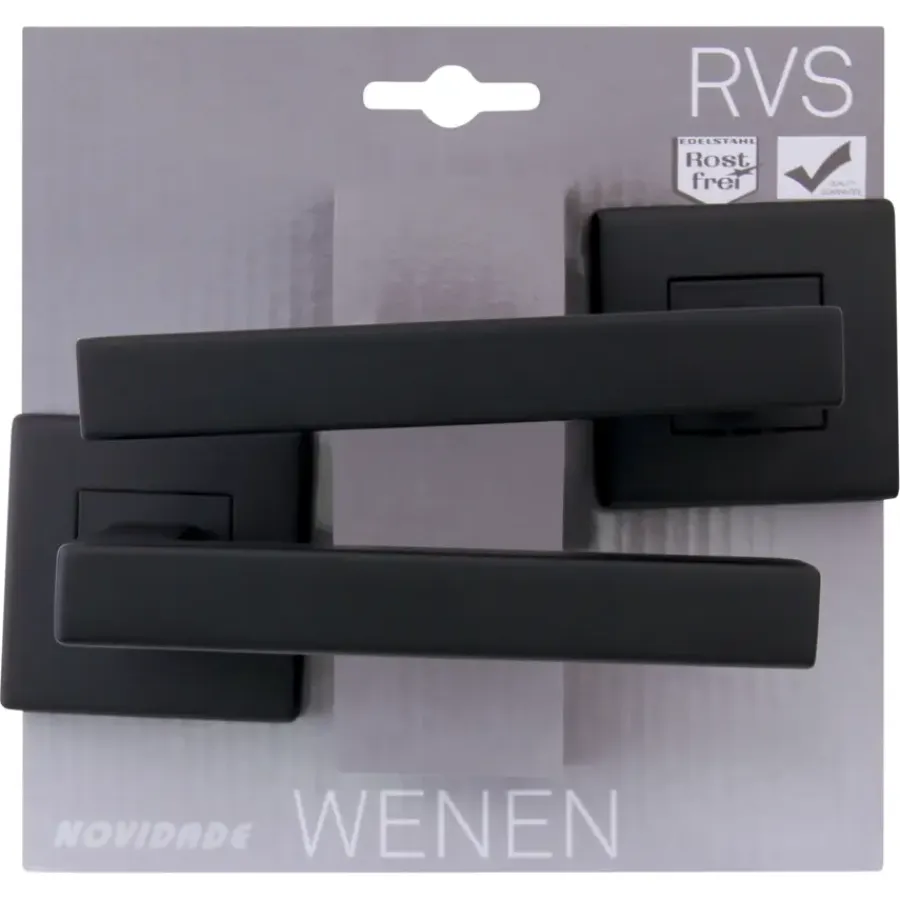 Deurbeslag Binnendeur|Deurklinken > Novidade deurkrukset Wenen vierkant rozet zwart RVS