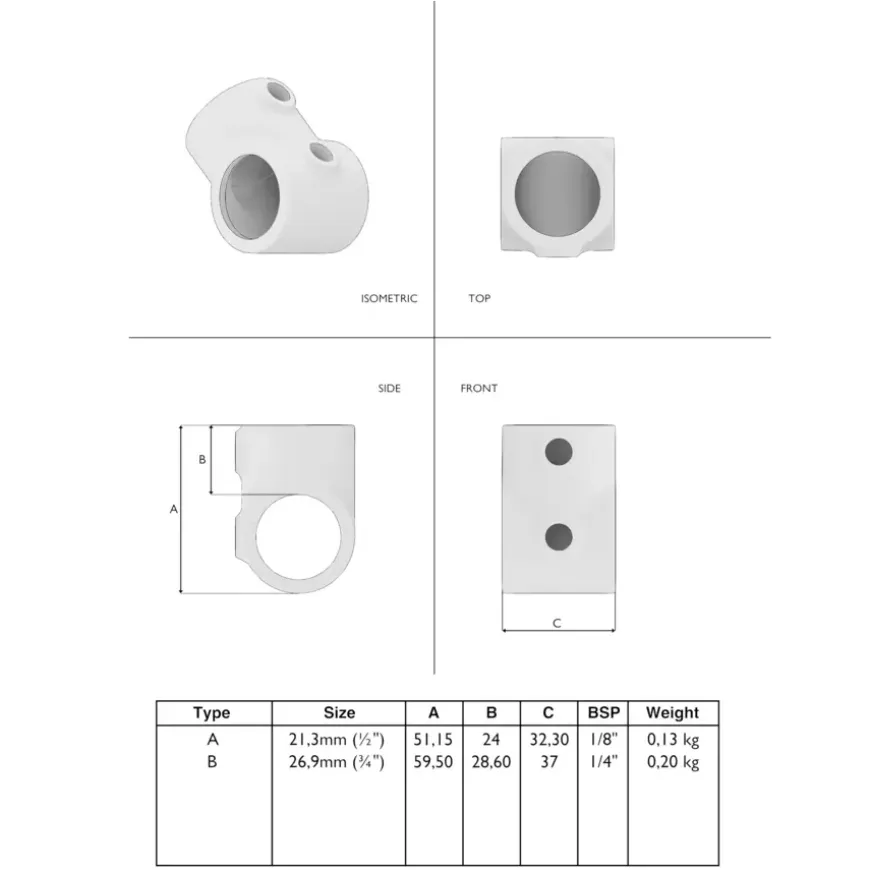 Novidade steigerbuis koppelstuk t-stuk zwart ø 21 mm