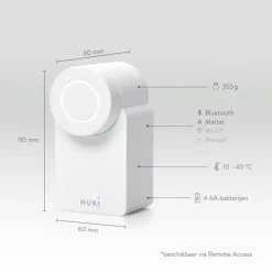Deursloten|Cilinders > NUKI Smart Lock Go - slim deurslot met bluetooth - wit