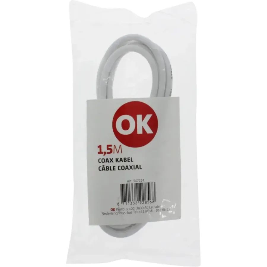 Audio & Video Accessoires > OK Coax Snoer 1,5 Meter Wit