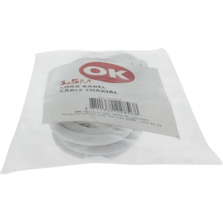 Audio & Video Accessoires > OK Coax Snoer 1,5 Meter Wit